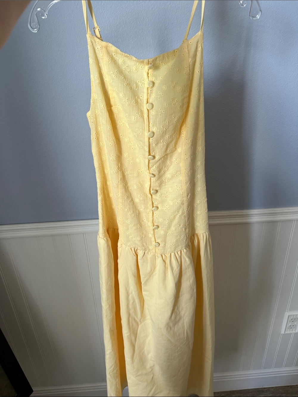 wild fable Pale Yellow Eyelet Button-Front Maxi Dress